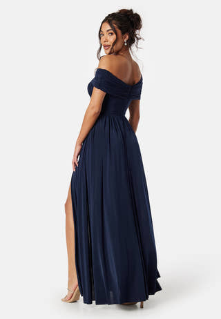 Bardot Rouched Maxi Split Dress