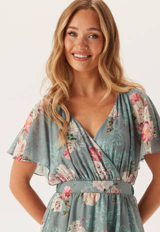 Floral Flutter Tiered Maxi Dress
