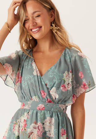 Floral Flutter Tiered Maxi Dress