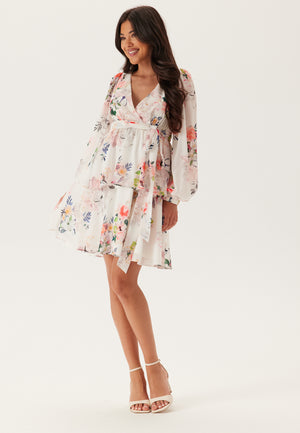 Floral Long Sleeve Tiered Skater Dress