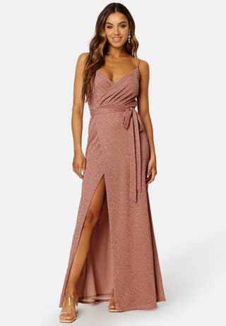 Glitter Wrap Front Maxi Dress
