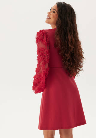 3D Floral Sleeve Short Dress