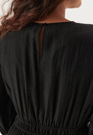 Balloon Sleeve Structured Midi Dress