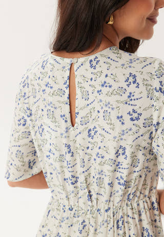 Butterfly Sleeve Viscose Midi Dress