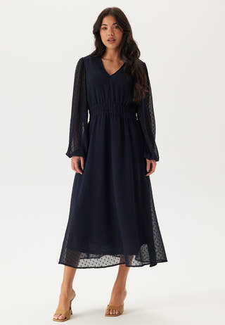 Dobby Dot Smock Midi Dress
