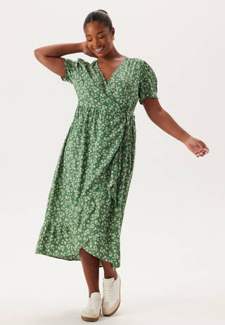 Evie Puff Sleeve Midi Wrap Dress