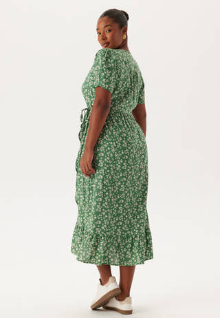 Evie Puff Sleeve Midi Wrap Dress