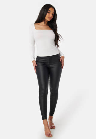 High Waist Push-Up Coated Treggings