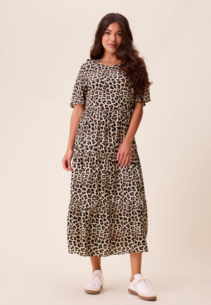 Butterfly Sleeve Viscose Midi Dress