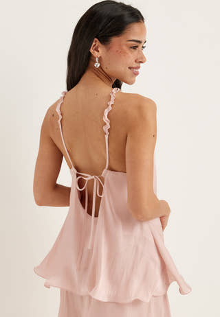 Halterneck Shimmer Flounce Top