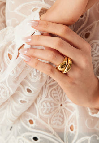 Dune Rings, 2-in-1 Set, Gold-p