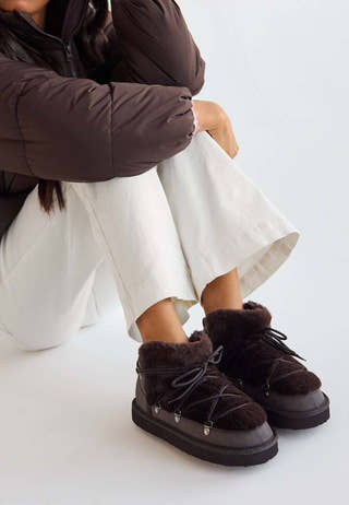 Lacing Faux Fur Boot